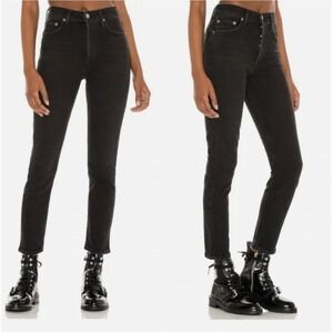 AGOLDE Nico Jean Black Wash High Rise Button Fly Denim Skinny Women's Size 25‎